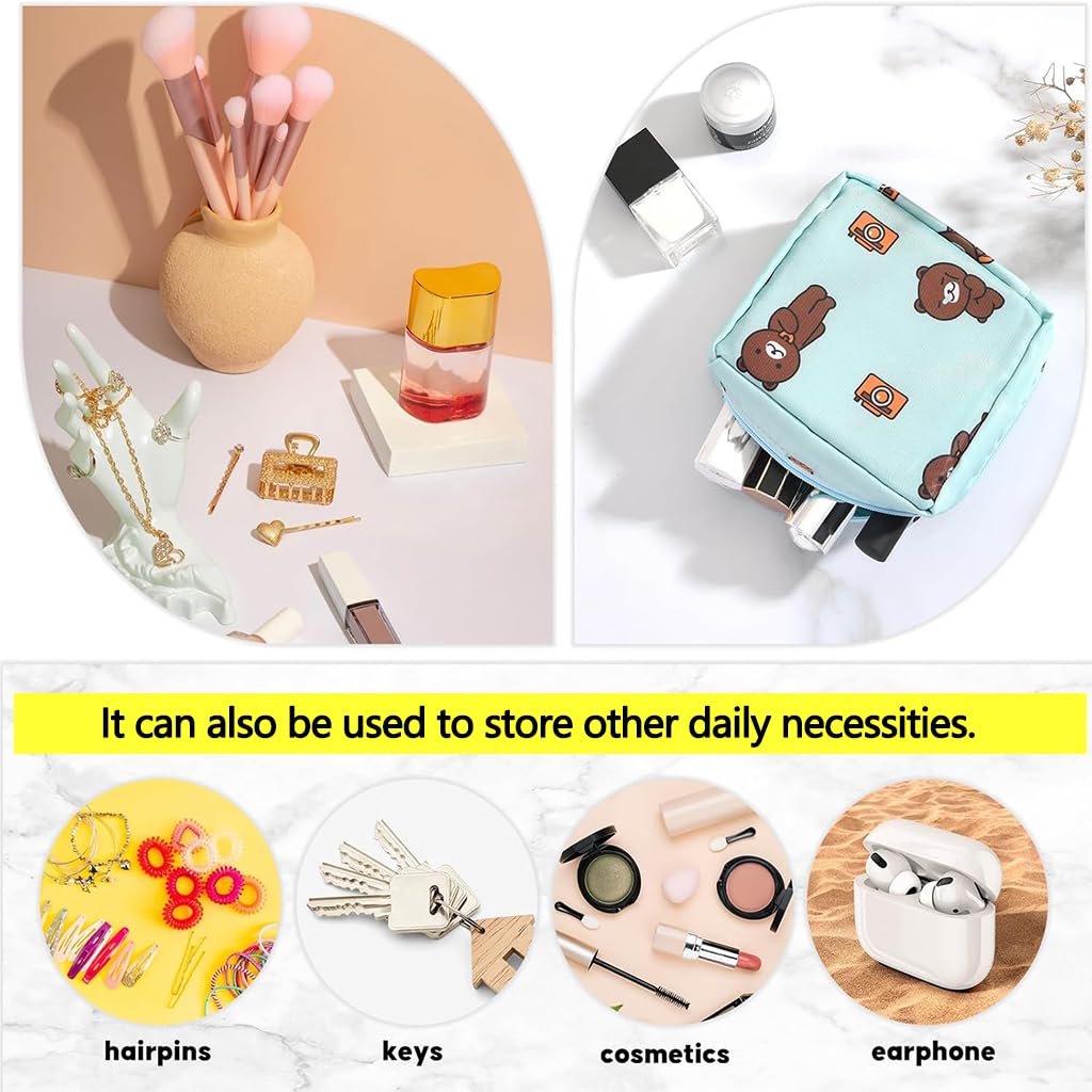 ZIBUYU Sanitary Pad Holder for Travel with Zipper Compartments and 13×13×4cm Pouches | Washable Nylon Set for Women and Teen Girls