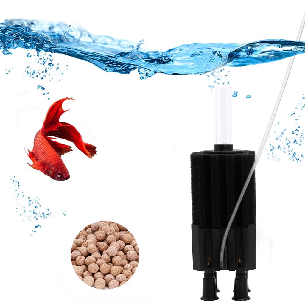 Qpets® Aquarium Water Filter Fish Tank Internal Filter Oxygen Generator Biochemical Filtration Cotton Panel Water Filter, with Built in Filtration Ball Quiet Aquarium Water Filter