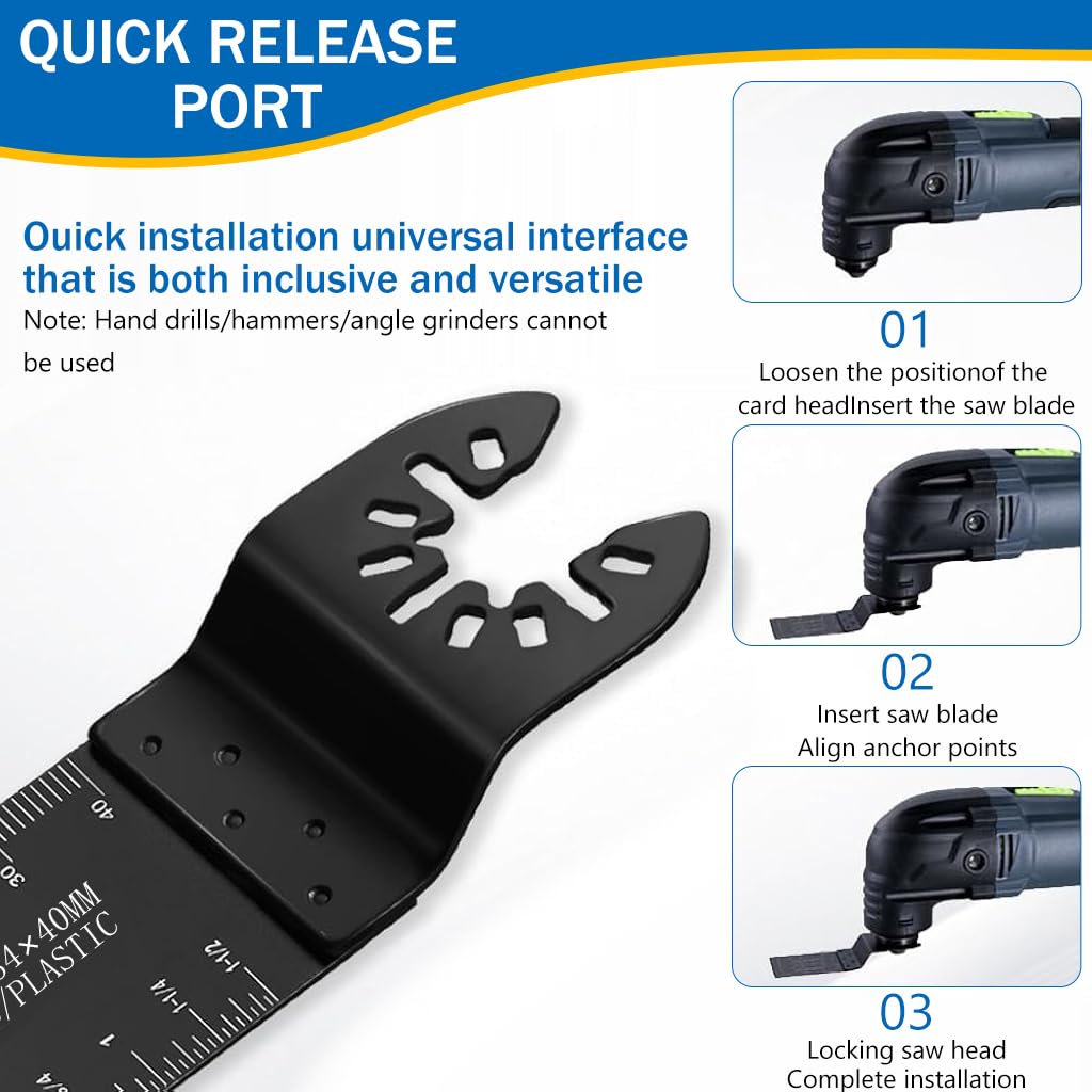 Serplex® 2Pcs Cutting Blades Tool for Power Drill Cutting Blades Tool Attachment with Scales for Power Drill Quick Release Oscillating Multitool Carboon Steel Saw Blades for Wood, Plastic, Soft Metal