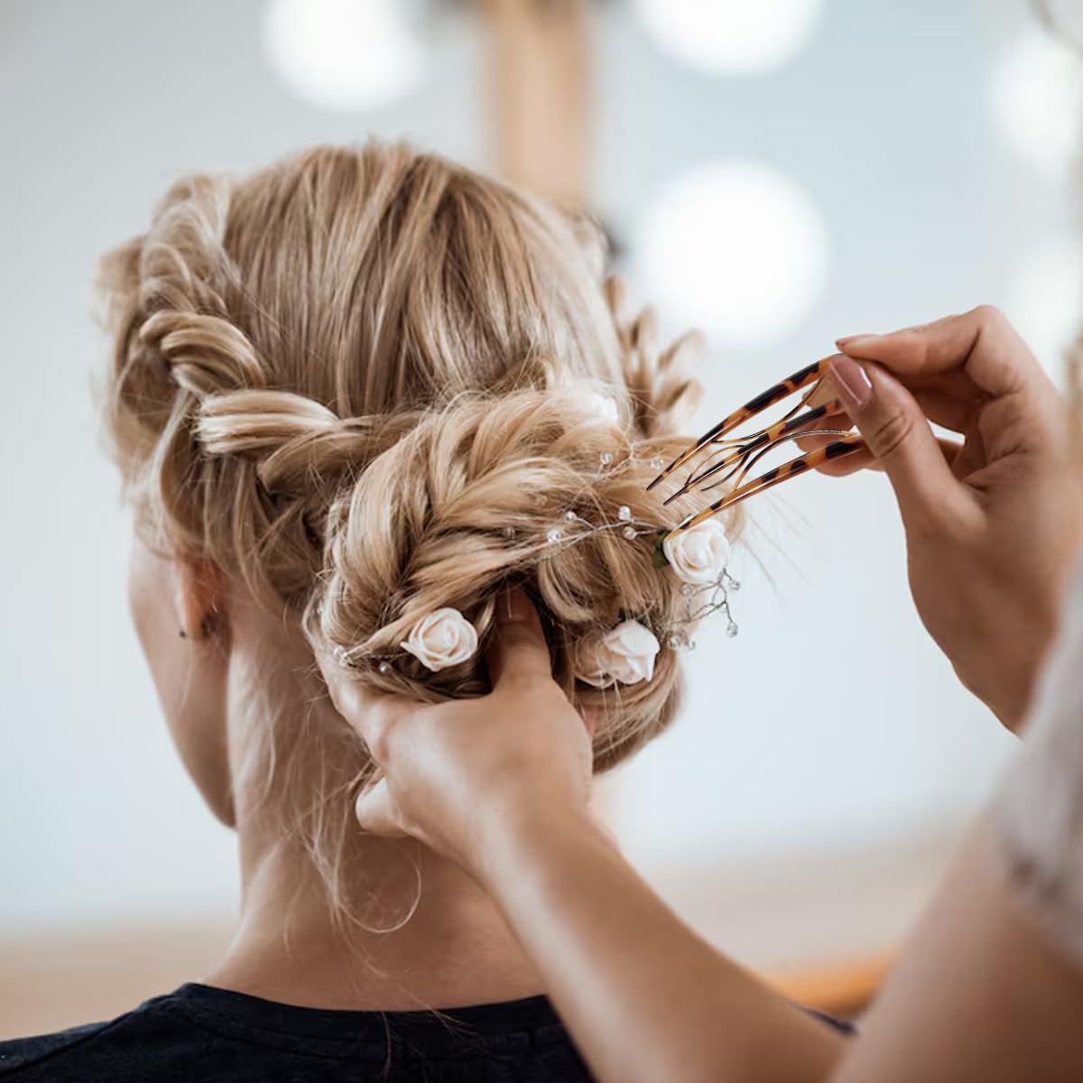 MAYCREATE French Hair Pins for Styling Buns with 3 Tongs Grip 10pcs Acrylic U Clips | Women’s Elegant Accessories