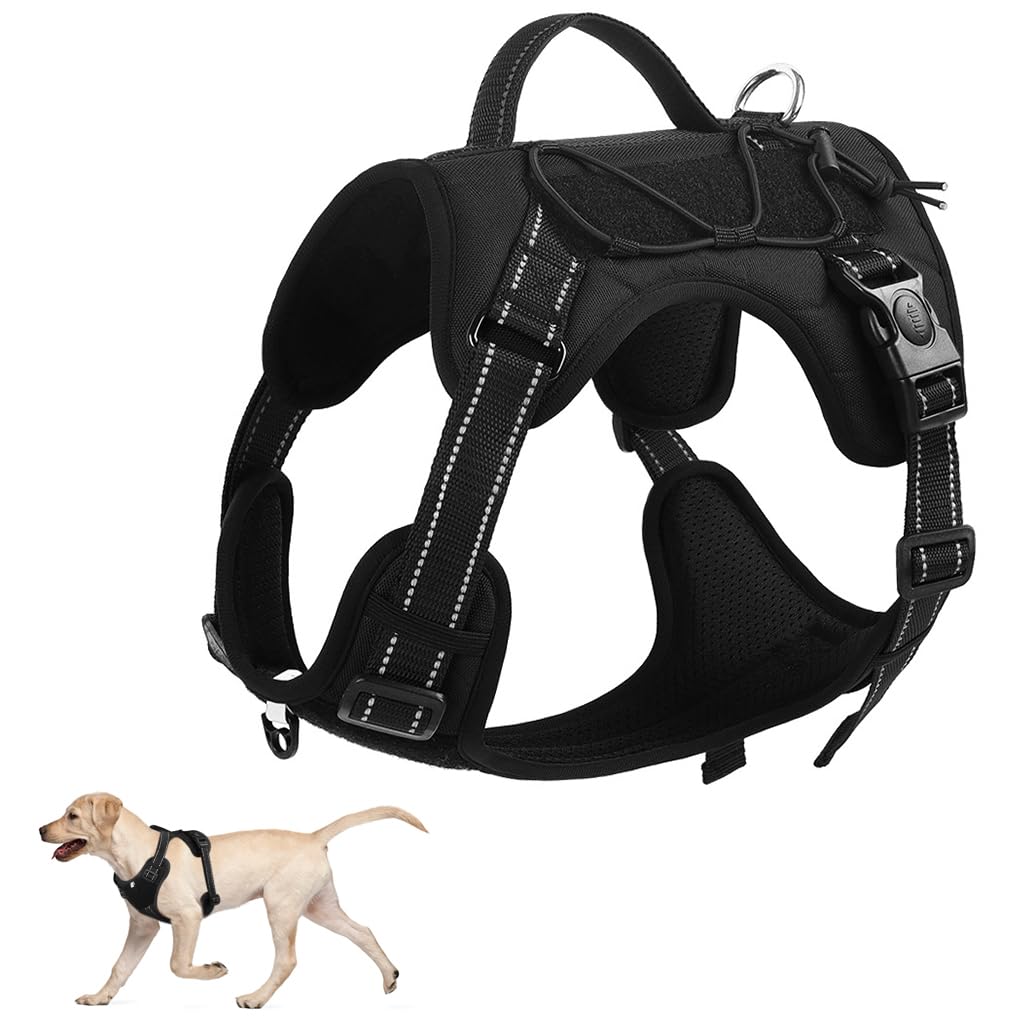 Qpets® Adjustable Dog Harness, Dog Belt Upgraded Seat Belt Buckle, No-Pull Pet Harness Easy Control & Military Standard Material - XL, Chest (Min 26.7'' - Max 36.6