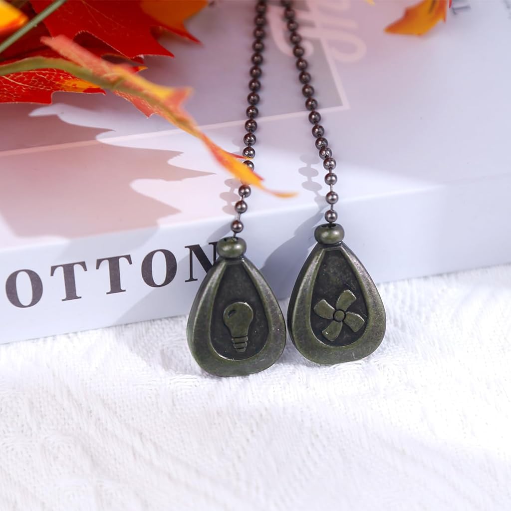 HASTHIP Ceiling Fan Pull Chain Set for Lights and Fans with 12 in Bronze Pendants | 2 Pack