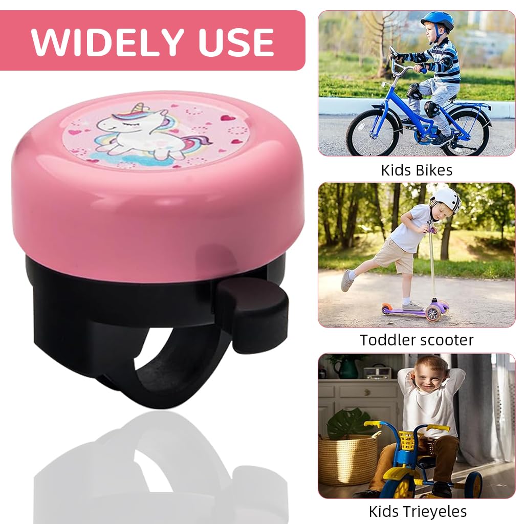Proberos Kids Bicycle Bell for 22mm Tube featuring Pink Unicorn Steel Horn | 2PCS Set