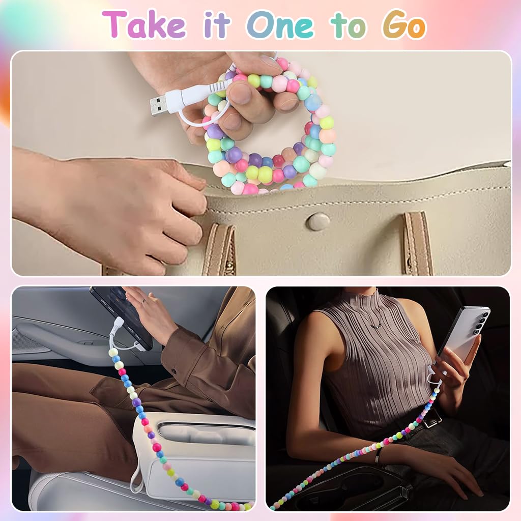 ZORBES USB C Cable 4 in 1 Multi Beaded 3.3 ft with 480 Mb/s Data Sync | for iPhone and Galaxy