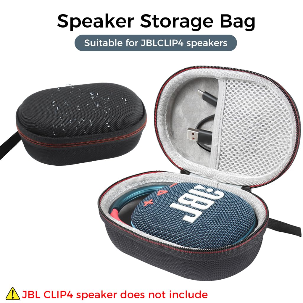 ZIBUYU JBL Clip 4 Case Cover Fashion Travel Shockproof EVA Hard Case for JBL Clip 4, Anti Scratch Carry Pouch Case with Hand Strap, Hard Shell Case Cover Accessory for JBL Clip 4 (Black) - 1
