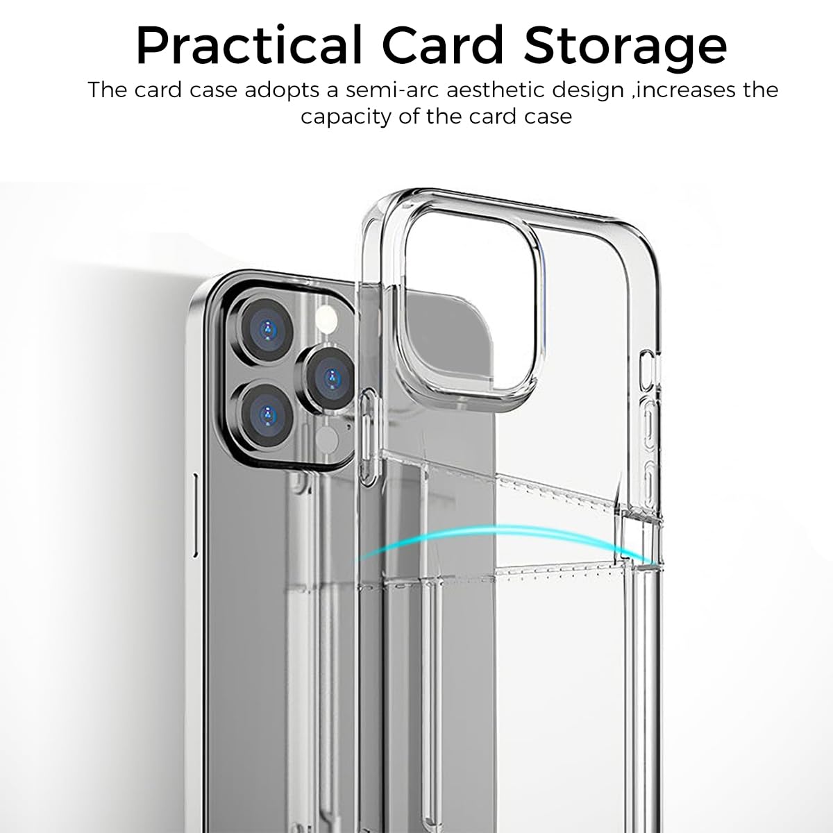 ZORBES Phone Case for iPhone 15 Pro Max with 2 Card Holder and 2mm Lens Protector | Clear Soft TPU Cover