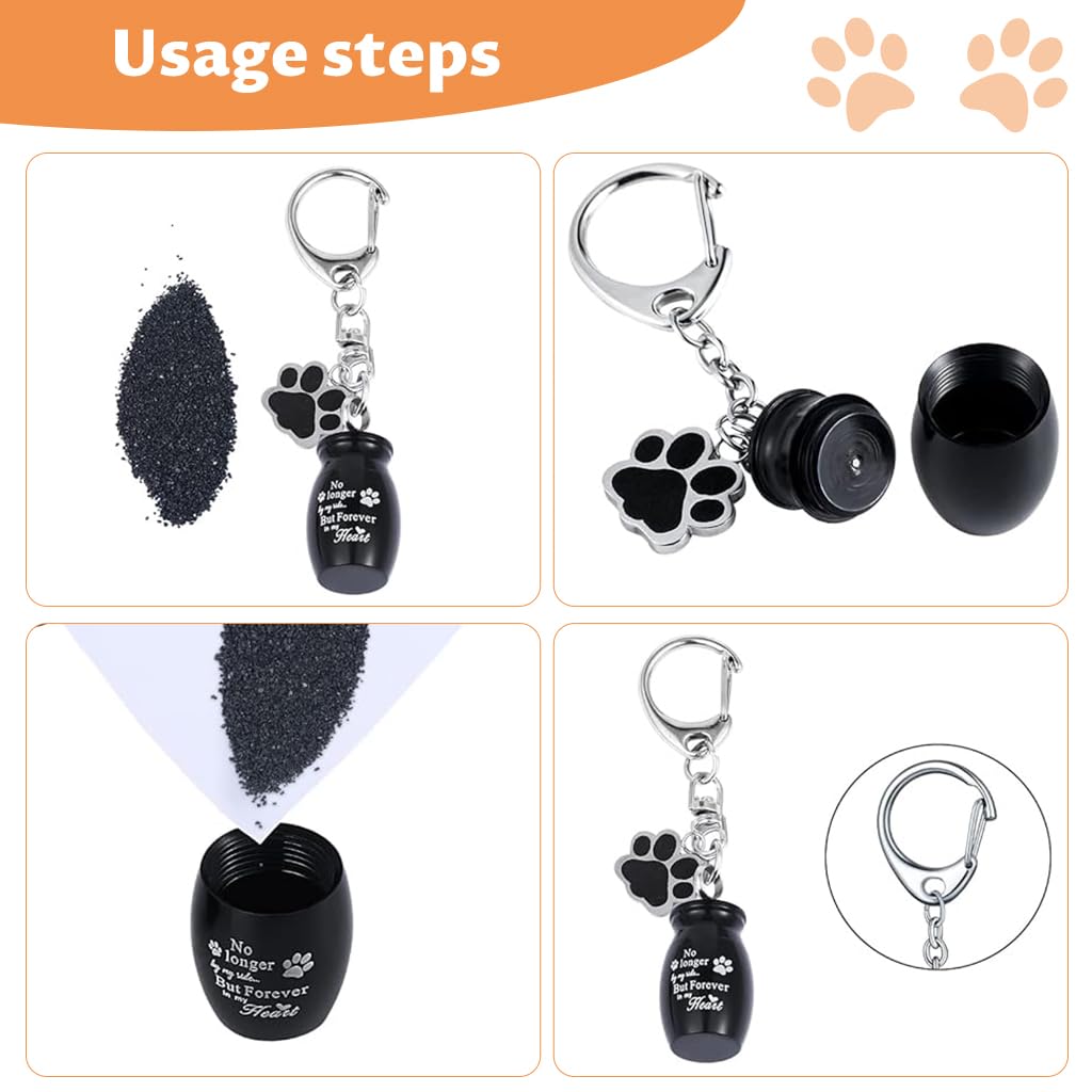 Qpets Dog Keychain for Pet Memorial with 25x15mm Urn Pendant and Paw Charm | Alloy Keepsake Gift