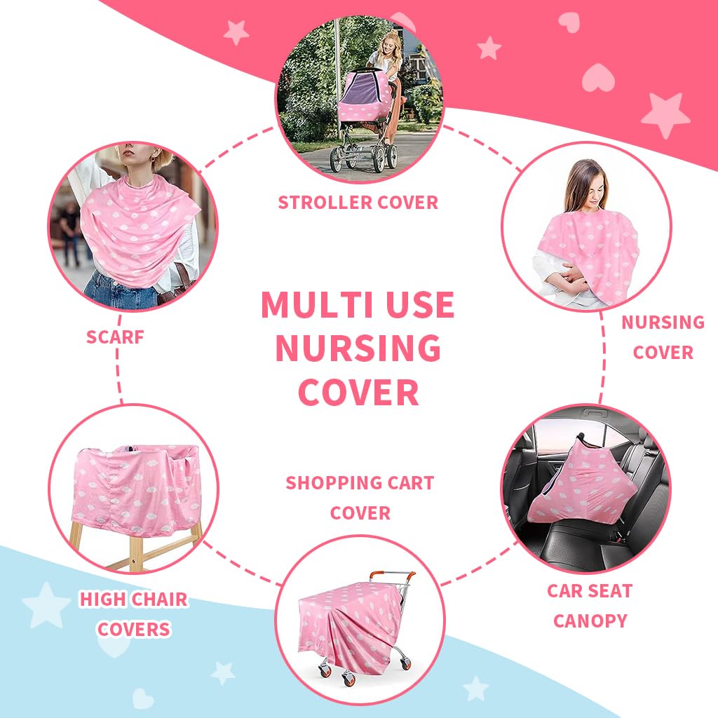 SNOWIE SOFT Baby Car Seat Cover for Strollers with Breathable Mesh Window and Stretchy Cotton Fabric