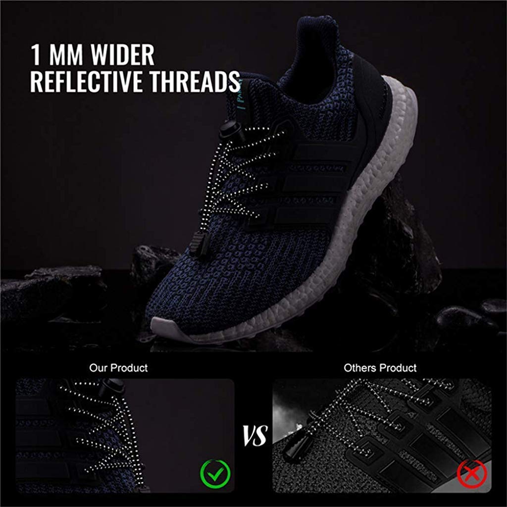 ELEPHANTBOAT® No Tie Shoelaces Elastic Lock Shoe Laces For Adult Sneakers Fits Hiking Boots Board Casual Shoes Black 3PCS