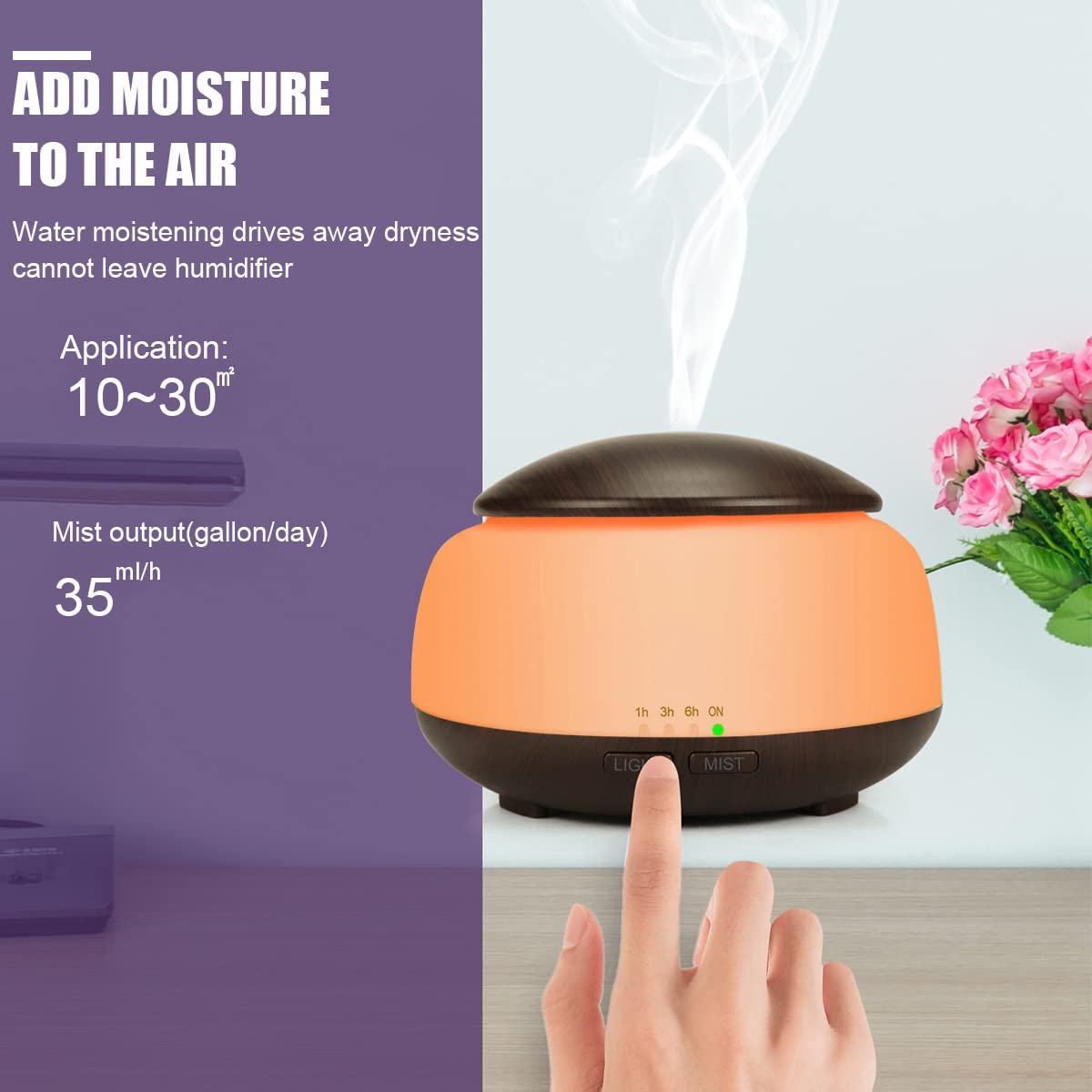 Aroma Diffuser for Home with 300ml Tank and 26dB Ultrasonic Design | 7‑Color LED Humidifier