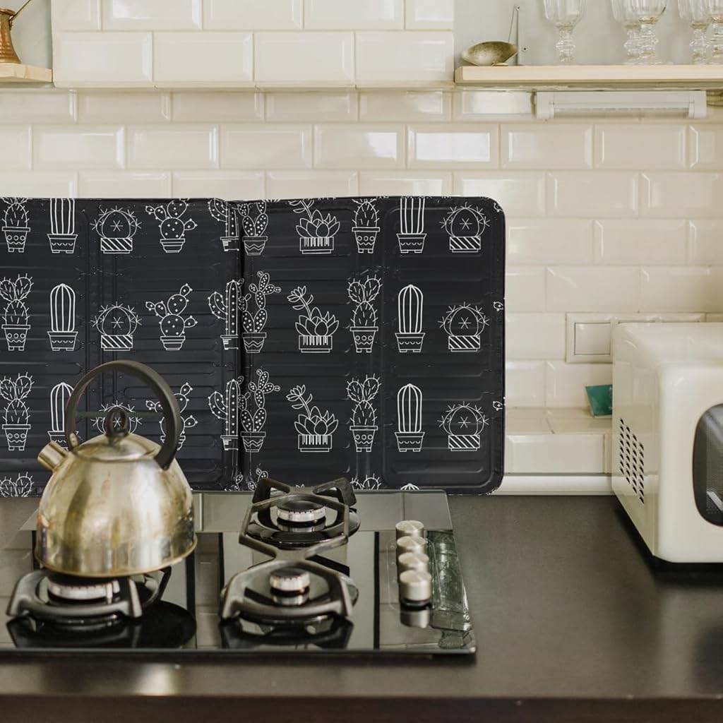 Supvox Oil Splatter Guard for Kitchen with Foldable 3 Panel Shield 28x32cm Aluminum Foil | Heat Resistant Wall Protector
