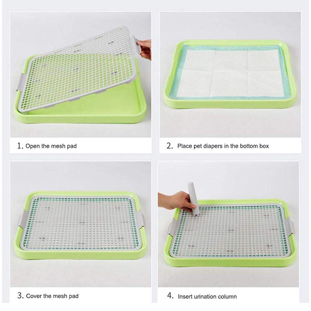 PATPAT 19X 14 Inch Dog Poop Tray, Pee Pads for Dogs, Dog Pet Potty Indoor Training Mesh Toilet, Regular Protect Litter Tray Pan Pad Holder, Keep Paws Dry and Floor Clean (Blue)