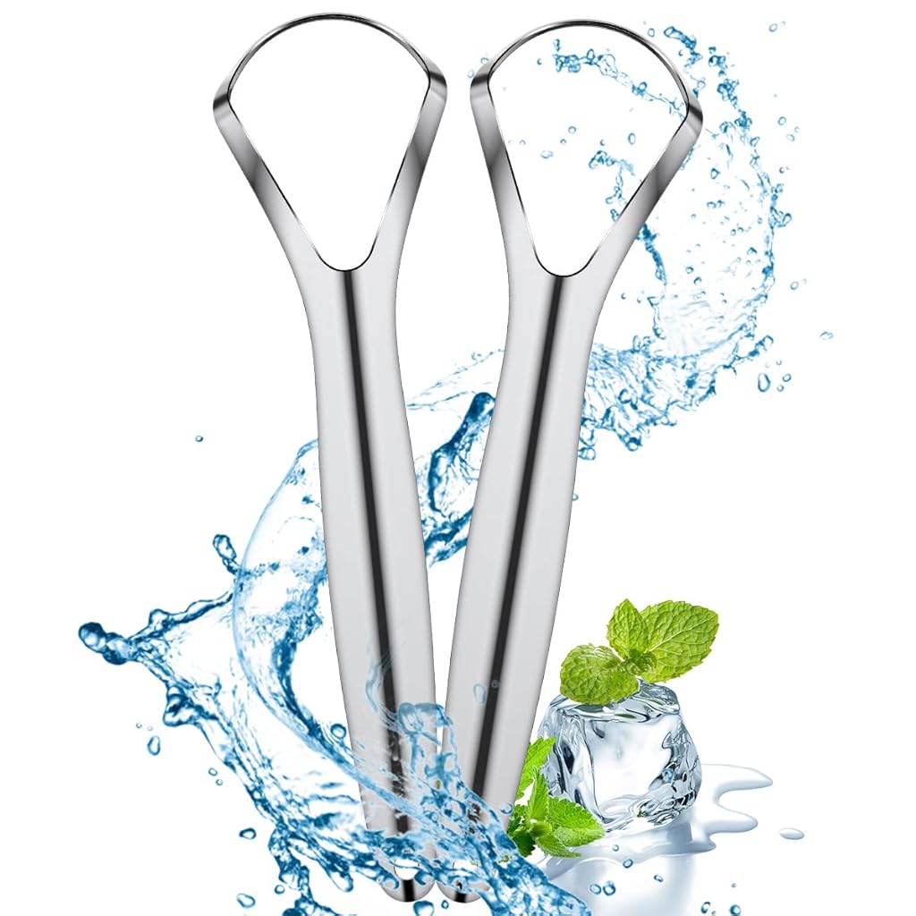 ZIBUYU® 2 Pack Tongue Scraper Stainless Steel Tongue