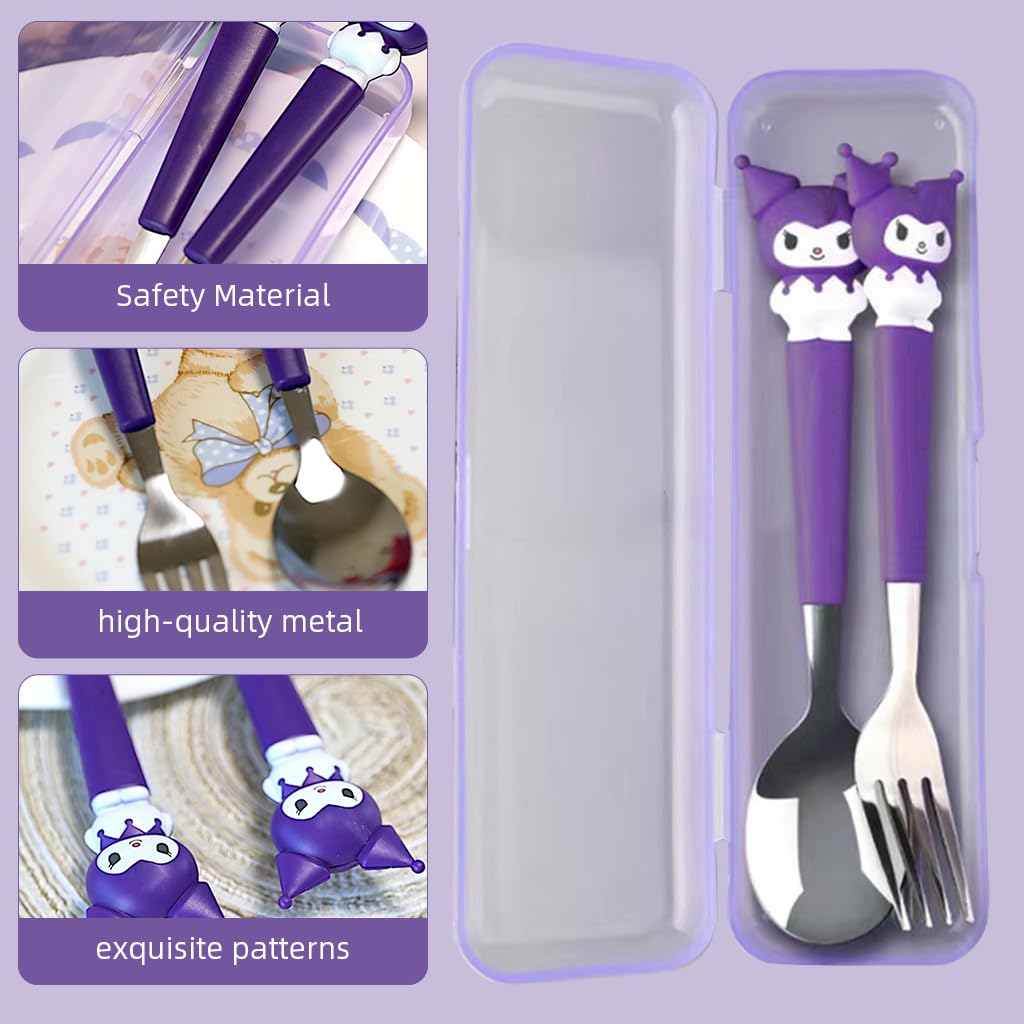 Supvox Cutlery Set for Kids with 7.87 in Utensils featuring Ergonomic Handles and Storage Case