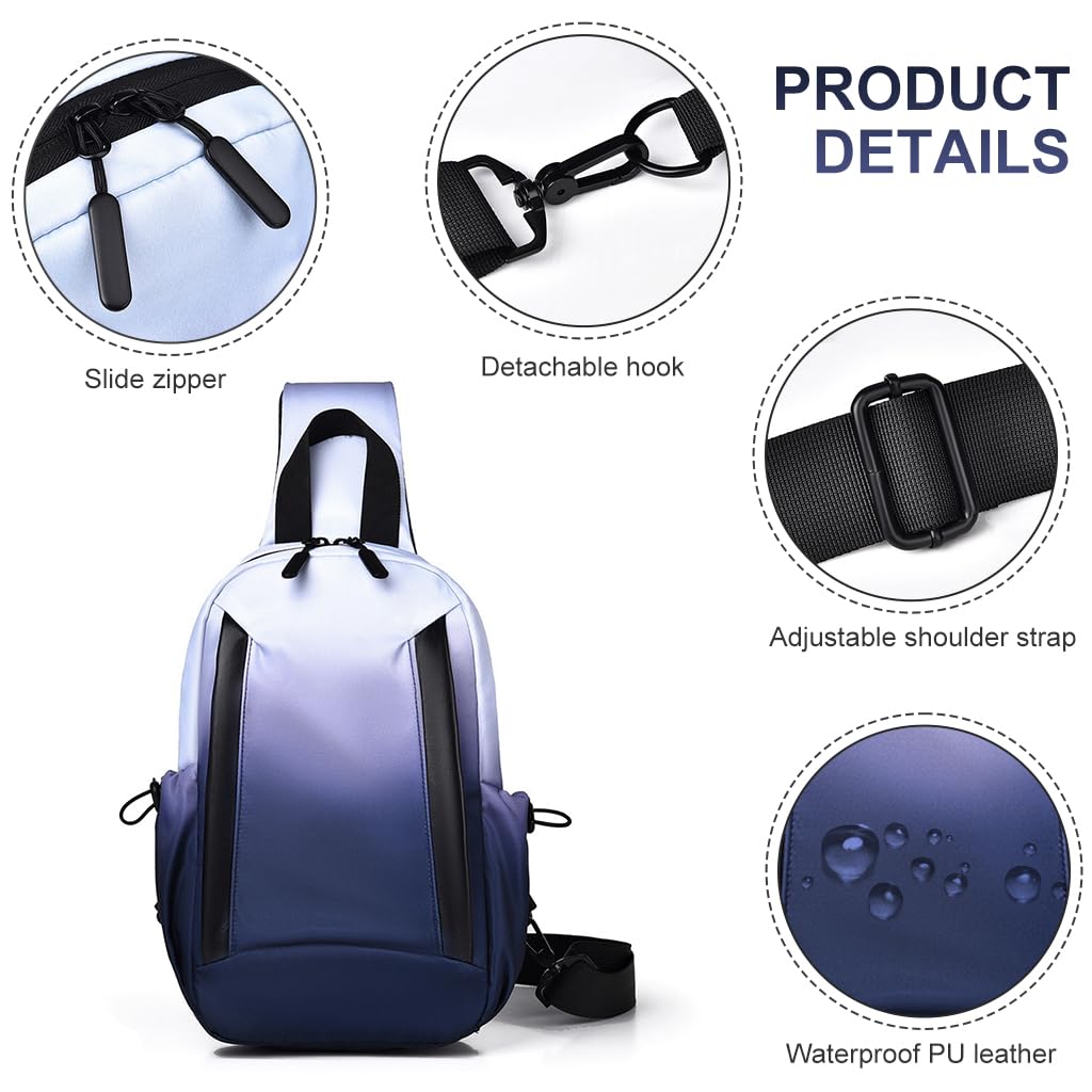 GUSTAVE Chest Bag for Men featuring Dual Layer Design and Waterproof Nylon | Gradient Blue Black