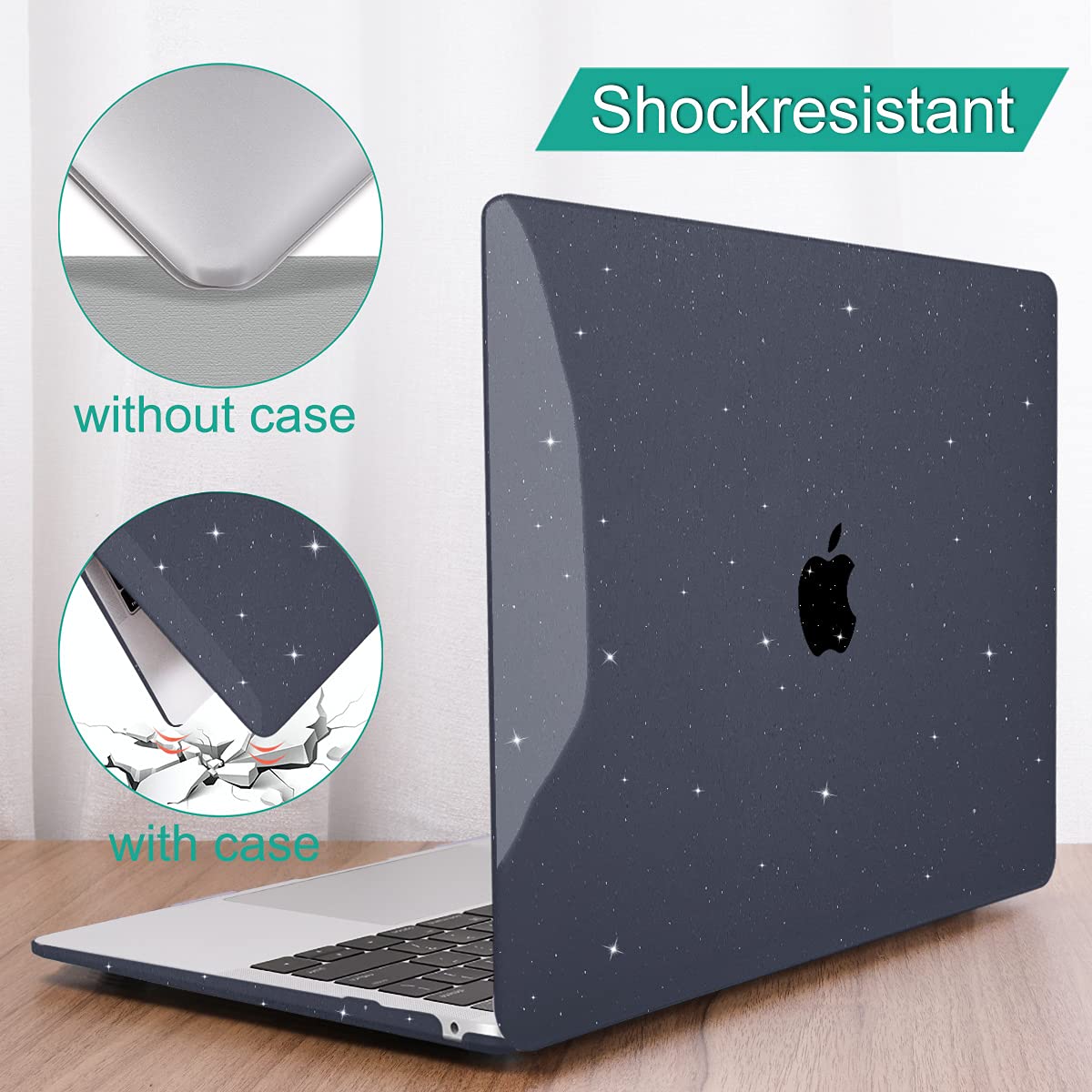 ZORBES Laptop Cover for MacBook Air 13.3 Inch featuring 2 Piece Snap On Shell with Keyboard Case | Clear Black Hard Case and Screen Protector