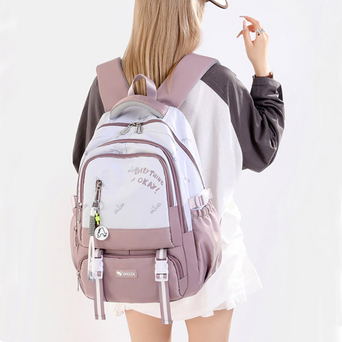 PALAY School Backpack for Girls with 13.3 in Laptop Compartment and Dual Handle | Oxford Patchwork Design