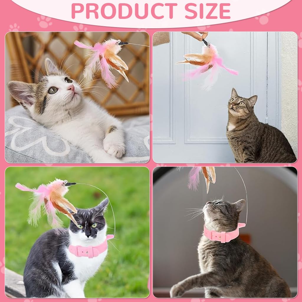 Qpets Cat Toys for Indoor Play featuring 23cm Steel Wire Feather Collar | 3PCS Adjustable Set
