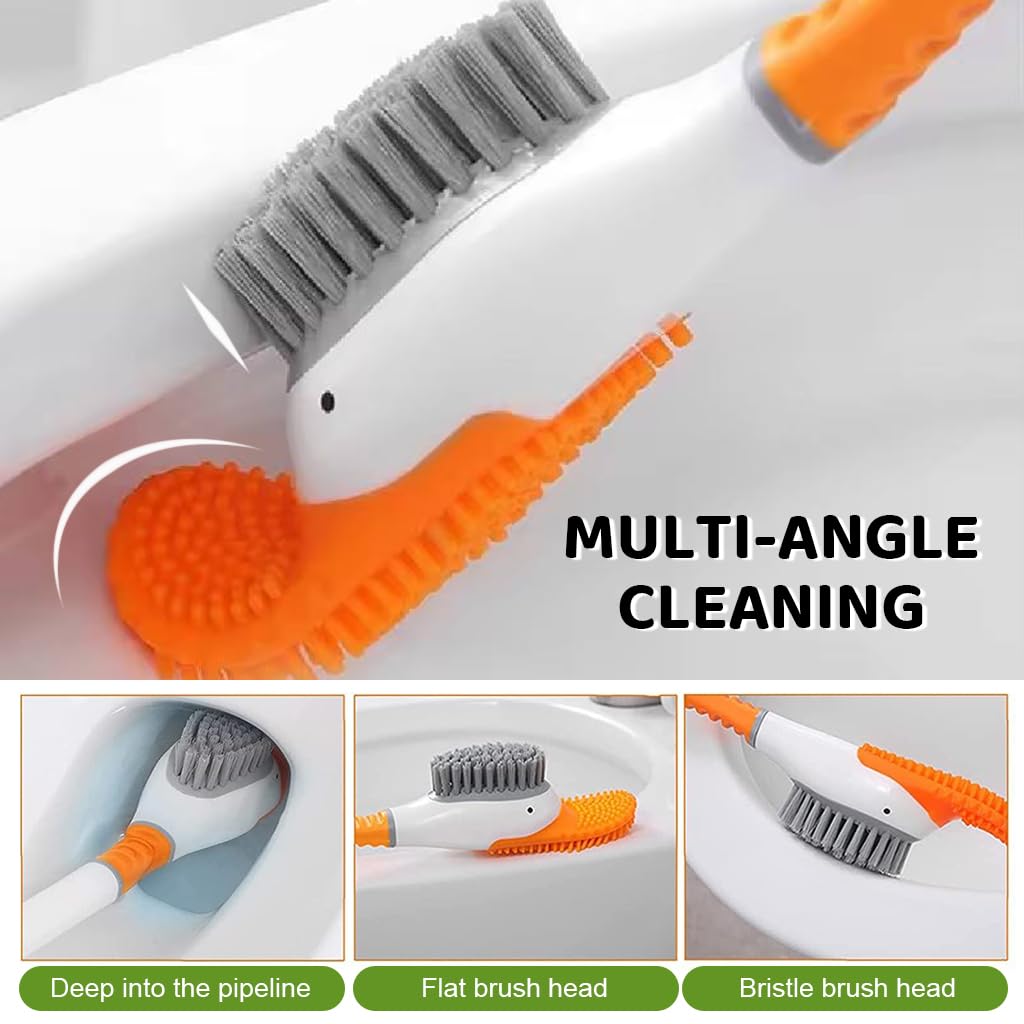 HASTHIP Diving Duck Toilet Brush for Bathroom Cleaning with 360° Flexible Silicone Head | Wall Mounted Drip Slot Holder