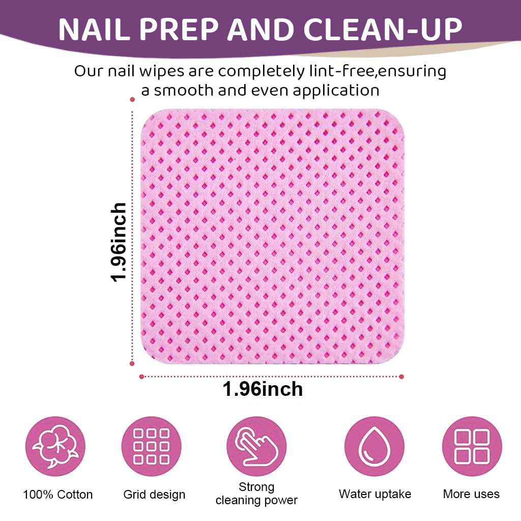 MAYCREATE® 1000pcs Lint Free Nail Wipes Non-Woven Soft Nail Polish Remover Wipes Tweezer Makeup Tools Cleaning Wipes Super Absorbent Nail Wipes for Fingernail Polish Remover