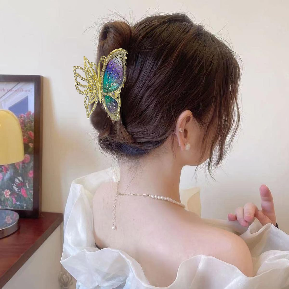 PALAY Butterfly Hair Claw Clips for Women featuring Sparkly Rhinestones and Metal Design | Elegant Gift