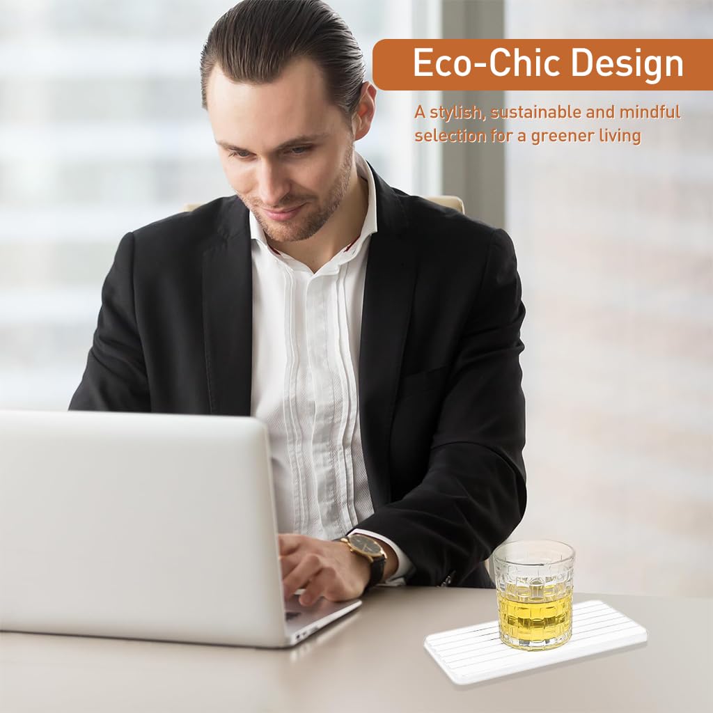 Zibuyu Water Absorbent Diatomite Coasters for Bathroom and Kitchen with 8 Anti Slip Feet featuring 21x10cm Pads | Quick Dry Countertop Protection