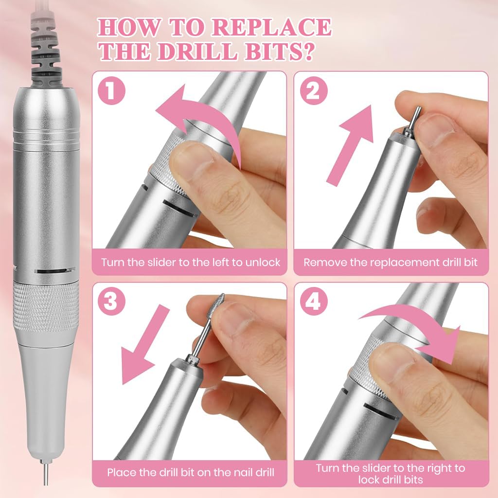 MAYCREATE Nail Drill Kit for Manicure with 6 Bits and 6 Sanding Rings | USB Rechargeable 3600mAh