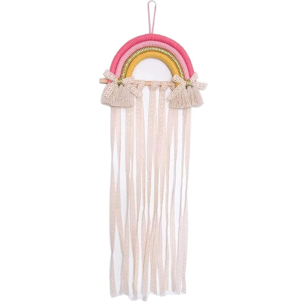 HASTHIP® Bow Holder for Girls Rainbow Hair Accessories Storage Wall Hanging Decoration for Girls Room Bedroom Living Room