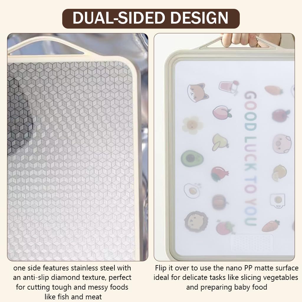 Supvox Chopping Board for Meat Fruit and Vegetables with Dual Sided Design | 18.1x11.8 in 304 Stainless Steel