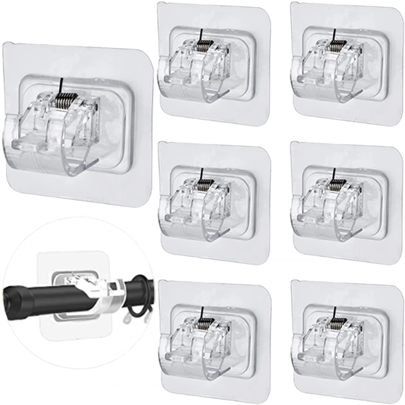 ZIBUYU® 6Pcs Window Curtain Rod Brackets for 2mm Dia Rods, No Drill Strong Adhesive Curtain Rod Supports, Snap Closure Rod Mounting Brackets, Multi Use Clear Pole Brackets for Room, Bathroom, Kitchen
