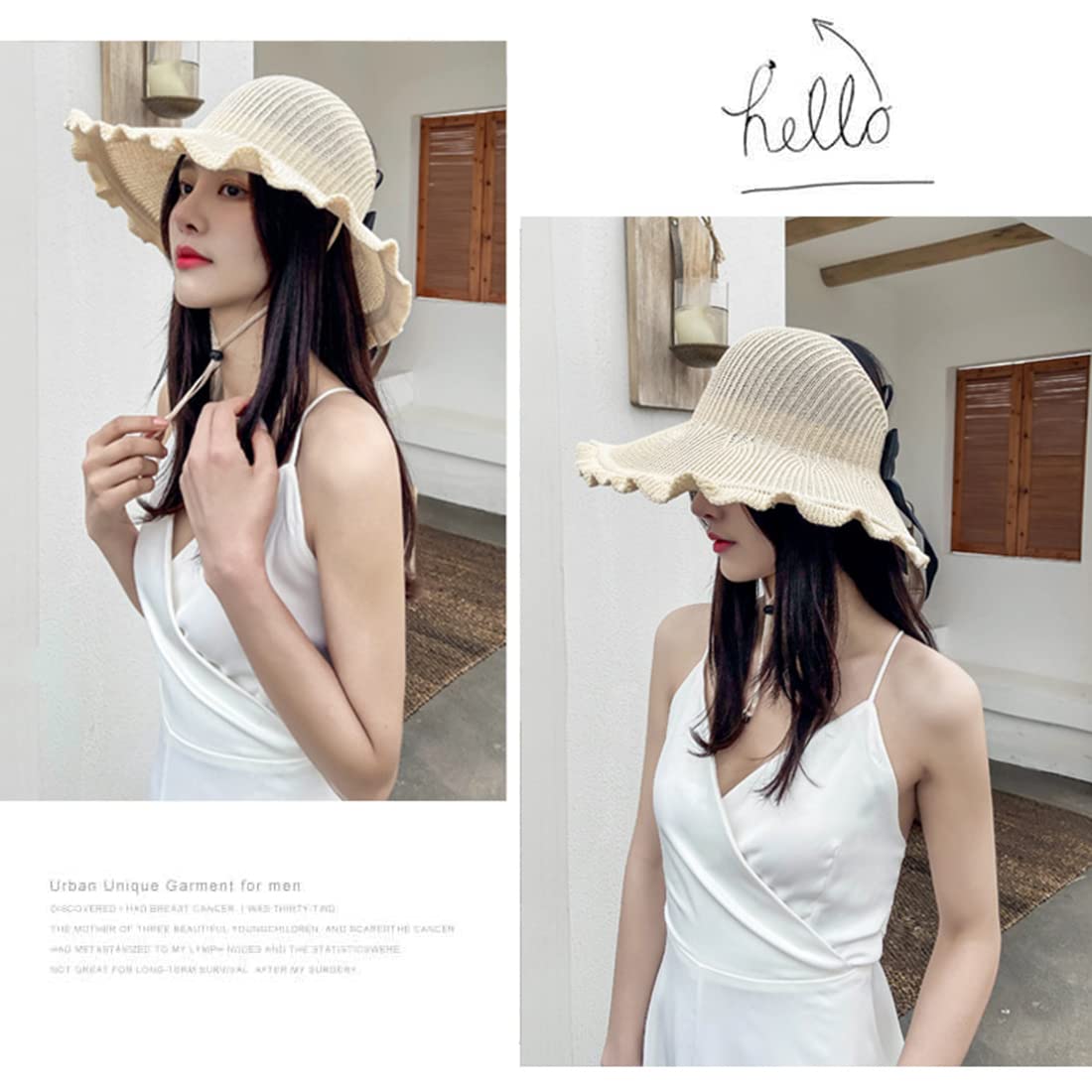 PALAY Women's Sun Hat for Travel and Beach with Wide Brim & Hollow Design in Beige | UV Protection Cotton Hat for Outdoor Activities