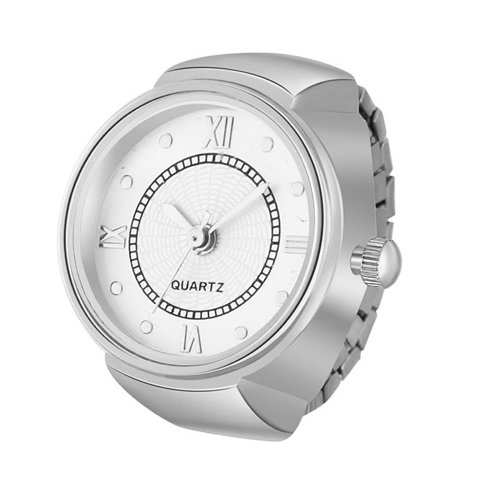 Venzina Ring Watch for Women with Stretchy Band Fit 0.79–1.38 in Silver Color | Gift Box