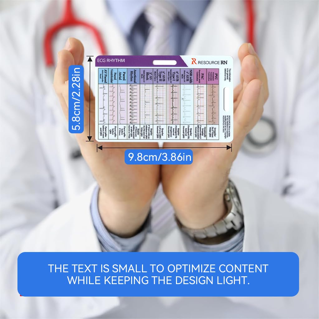 OFIFO EKG Rhythm Pocket Card for Quick Self-Check with Dual-Sided Guide | Compact Reference for Medical Professionals