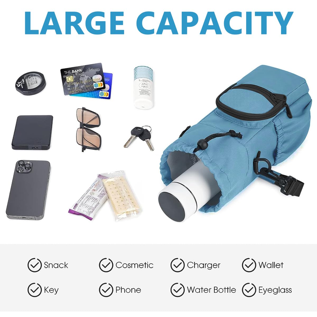 GUSTAVE Cross Body Sling Bag for Outdoor Use with 40oz Drawstring Pouch and Canvas Design