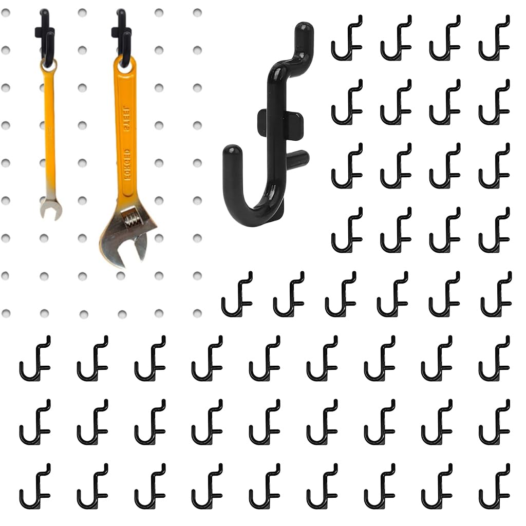 Serplex Pegboard Hooks for 6mm Hole Boards featuring 4.5cm J Shape Plastic Design | 50Pcs Set