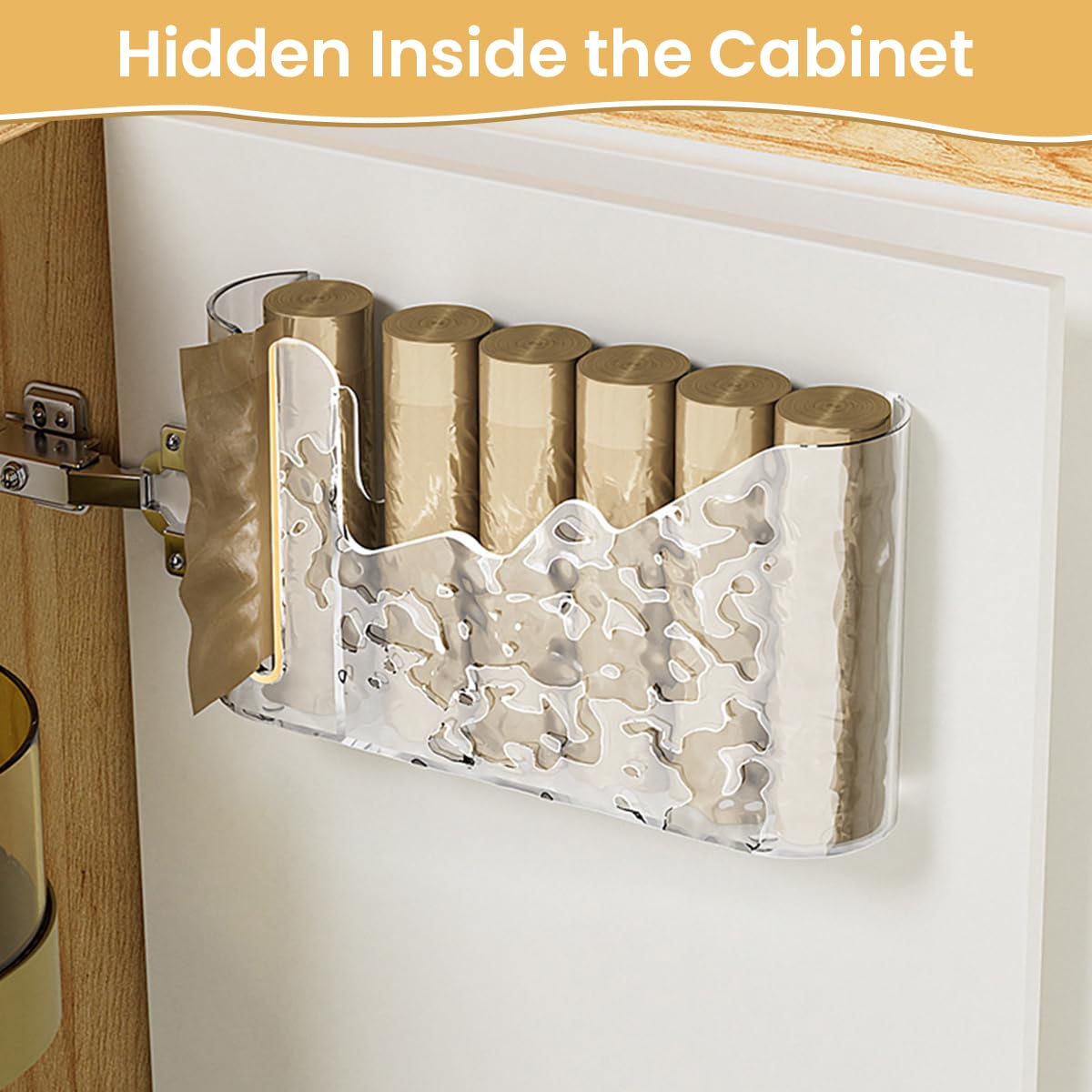 ZIBUYU Trash Bag Dispenser for Kitchen and Bathroom with Punch Free Wall Mount | Eco Friendly Plastic Storage Box