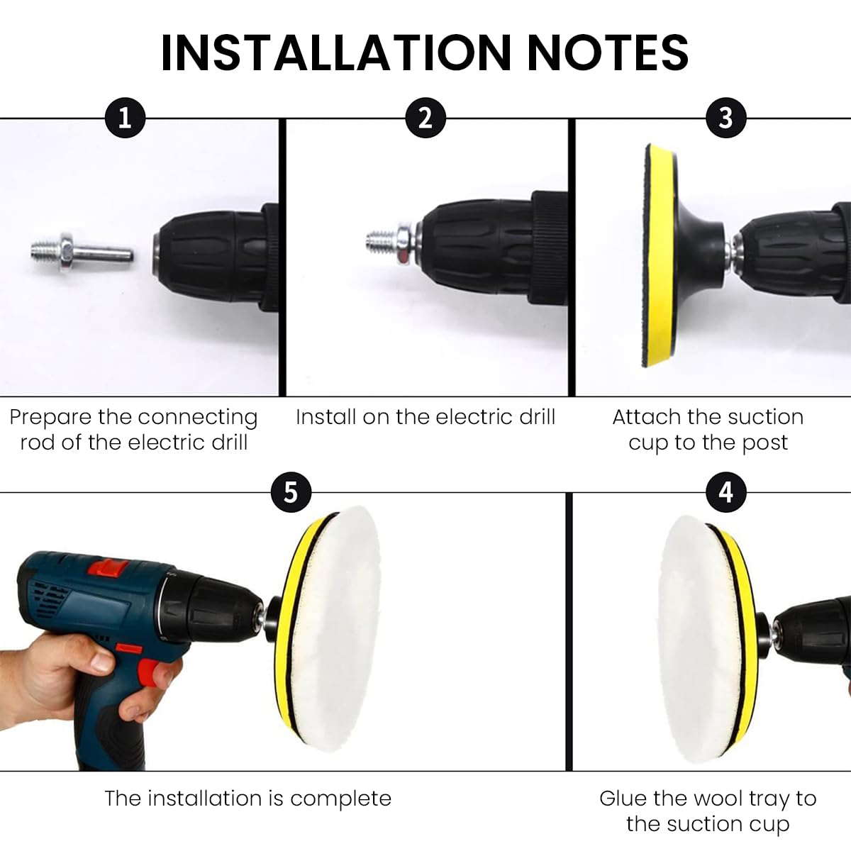 STHIRA Car Polishing Pads for Scratches and Oxidation 5Pcs 3-Inch Set with Hook and Loop Fastening