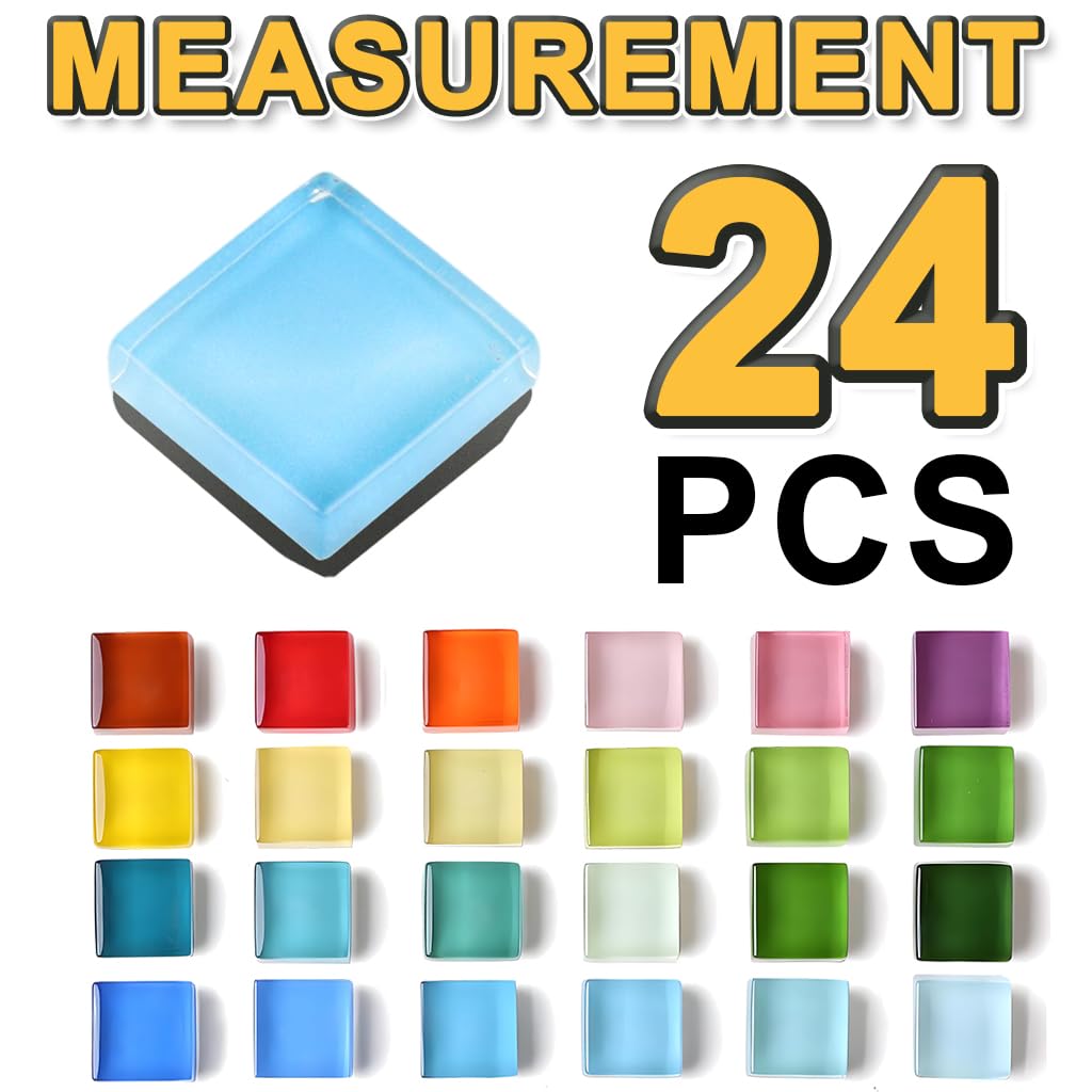 HASTHIP Fridge Magnets for Refrigerator and Whiteboard with 24pcs 1.5cm Glass Mosaic Blocks | Colorful Home Décor