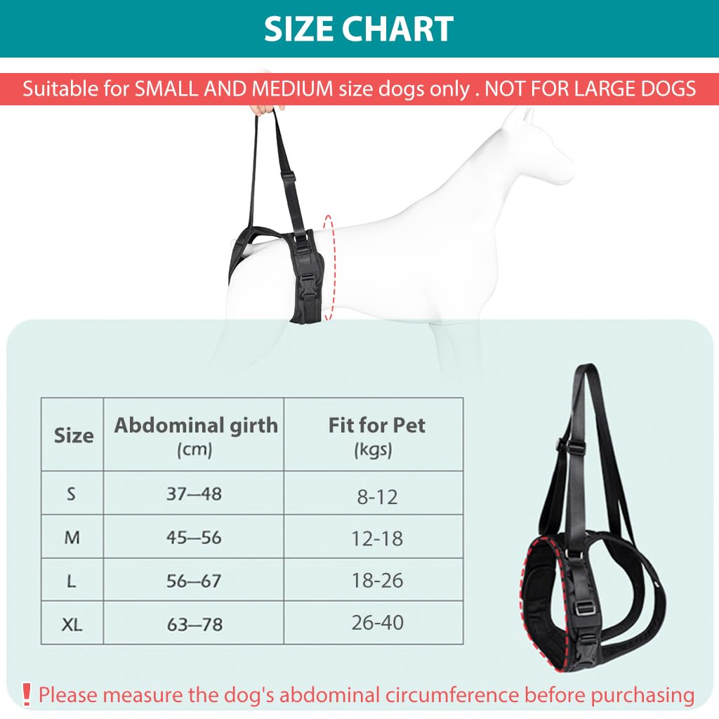 Qpets Dog Lift Harness for Rear Legs with Two Adjustable Lifting Straps 45–56cm Fit | Walking Support for Aging and Injured Dogs