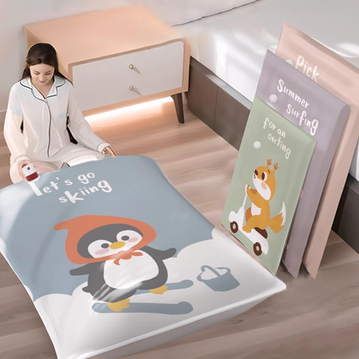 Supvox Vacuum Storage Bags for Clothes and Bedding 7 Pcs with Electric Pump | PA PE Airtight Design