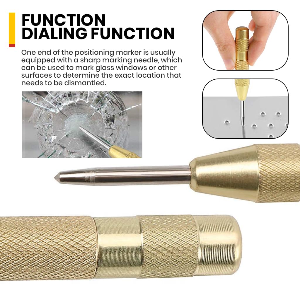 Serplex Automatic Center Punch for Metal Wood Plastic and Glass featuring Spring Loaded Mechanism | Easy One Handed Operation for DIY and Professionals