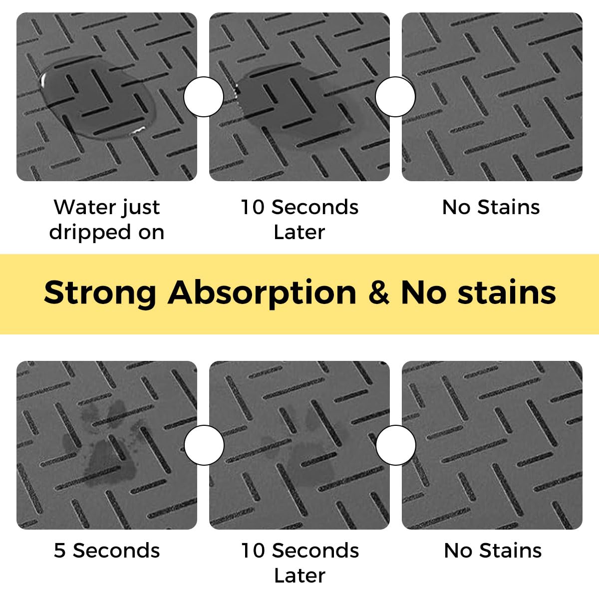 Qpets Pet Food and Water Bowl Mat for Mess Free Feeding with Anti Slip Base 40x60cm | Diatom Mud Water Absorbent Grey Design