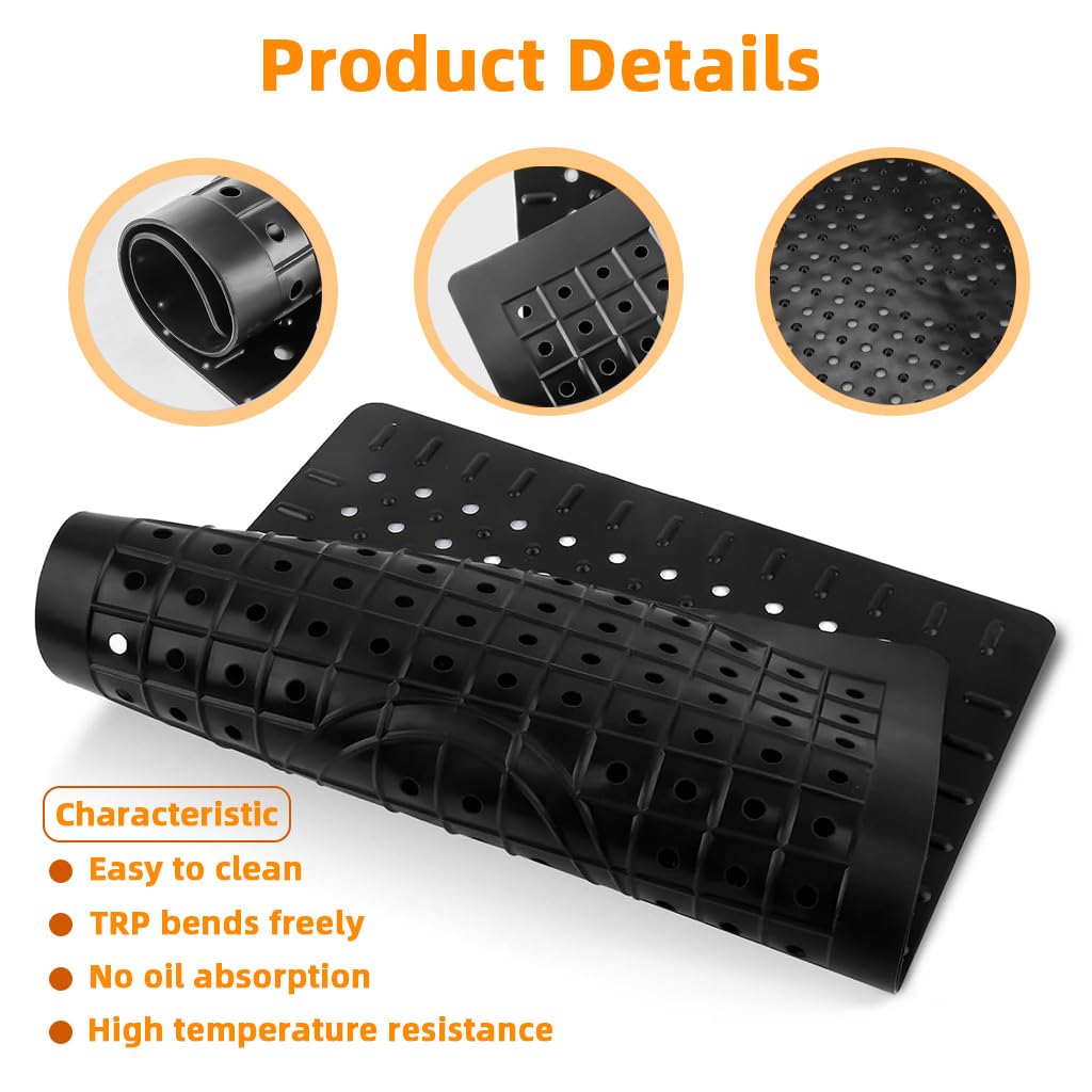 Supvox Rubber Sink Mats for Kitchen Protection with 12.2x10 in Grid Drainage Design | Black