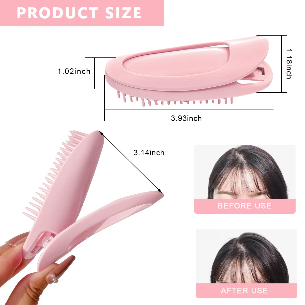 MAYCREATE® 2pcs Hair Volumizing Clip Fluffy Hair Root Clips - Hair Lift Bangs Curlers Clips Self Grip Volume DIY Wave Styling Tool for Long & Short Hair (Pink)