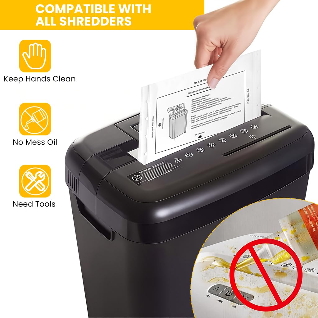 OFIFO Shredder Lubricant Sheets for Paper Shredder Maintenance Pack of 12 | Prevent Jams and Reduce Noise