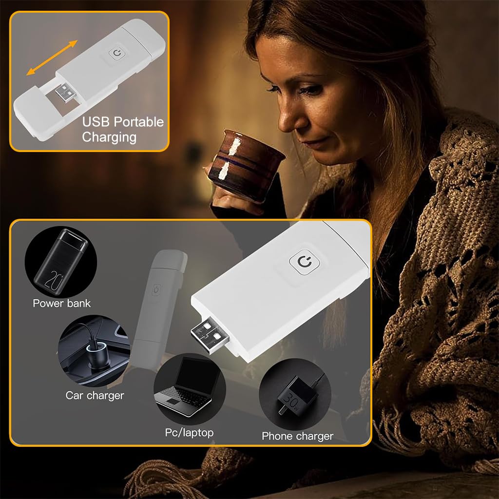 ELEPHANTBOAT USB Book Reading Light for Bedtime with 9 Brightness Levels and Clip Stand | White Rechargeable Lamp