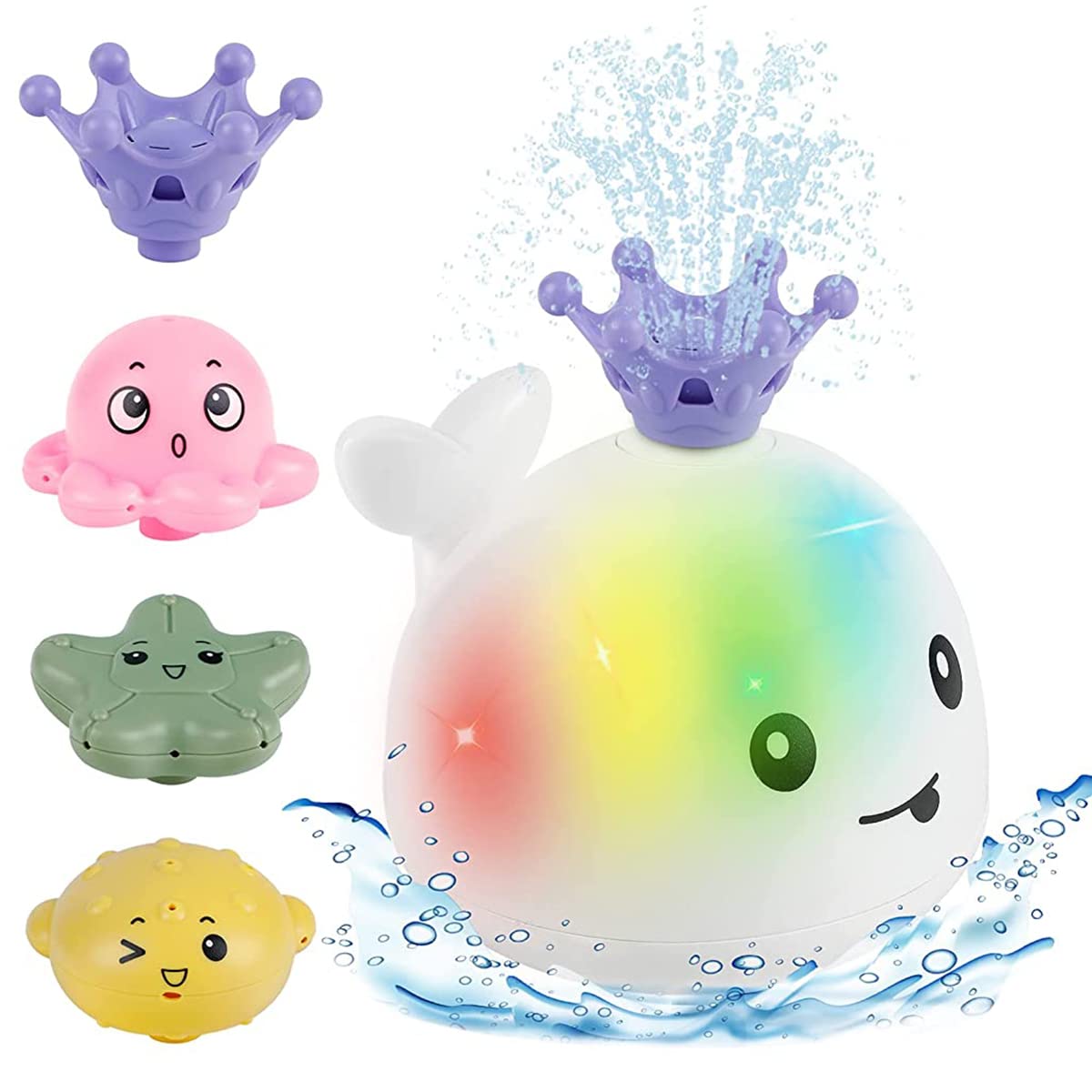 PATPAT Bath Toy for Kids with 4 Sprinkler Heads and Battery Power | Fun Whale Water Play