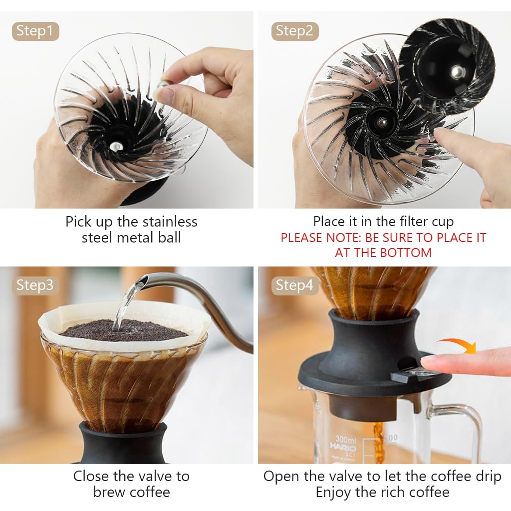 Supvox Coffee Dripper for 1–4 Cups with V60 Size 02 Cone and Silicone Stand | Borosilicate Glass