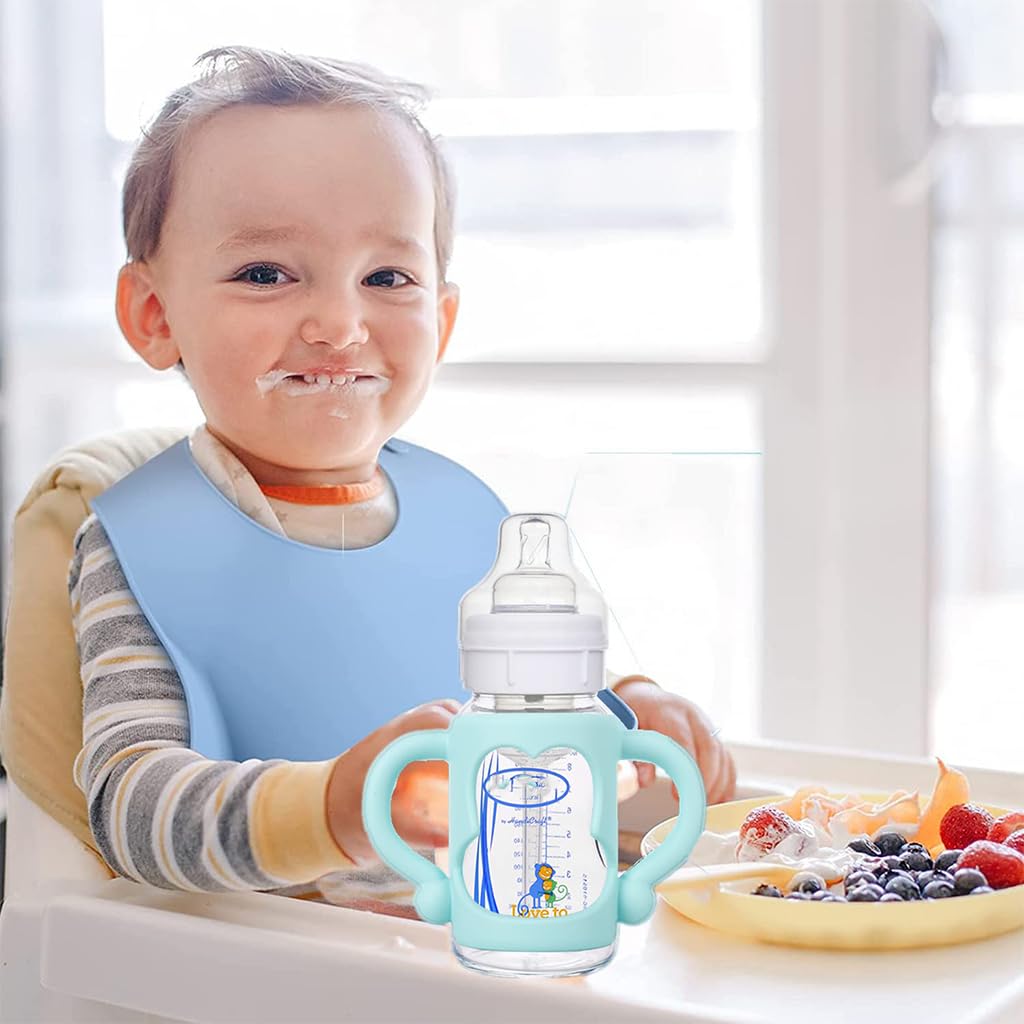 SNOWIE SOFT Baby Bottle Sleeves for Self Feeding with Dual Ear Design and Silicone Grip | 3 Pcs Fit 8 oz 250 ml Bottles
