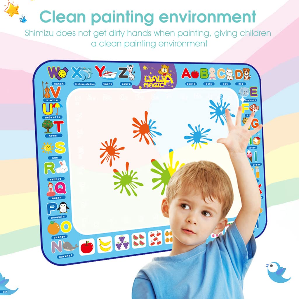 PATPAT  Water Doodle Mat 100*75CM Large Water Drawing Mat, Drawing Painting Mat with Water Doodle Pens Drawing Painting Stencils, Educational Toy Toddlers